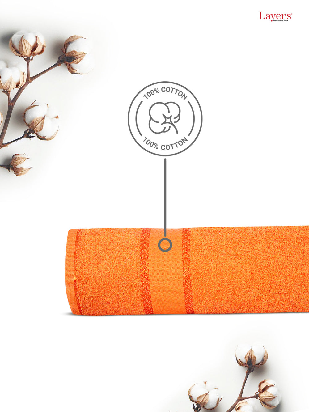 100% Cotton 380 GSM Bath Towel - Pack of 1 (Orange), Everfresh Collection