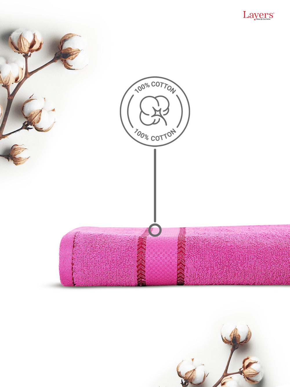 100% Cotton 380 GSM Bath Towel - Pack of 1 (Pink), Everfresh Collection