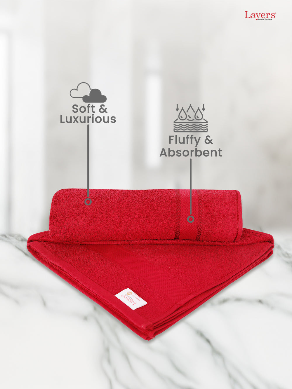 100% Cotton 380 GSM Bath Towel - Pack of 1 (Maroon), Everfresh Collection