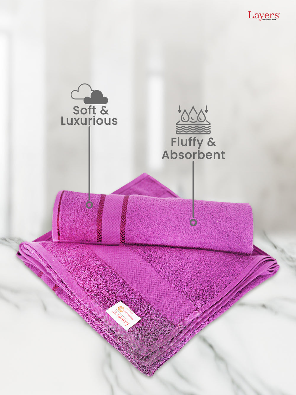 100% Cotton 380 GSM Bath Towel - Pack of 1 (Purple), Everfresh Collection