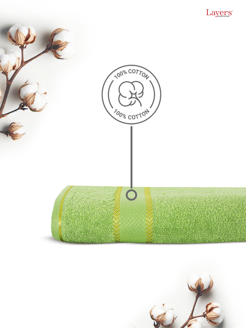 100% Cotton 380 GSM Bath Towel - Pack of 1 (Green), Everfresh Collection