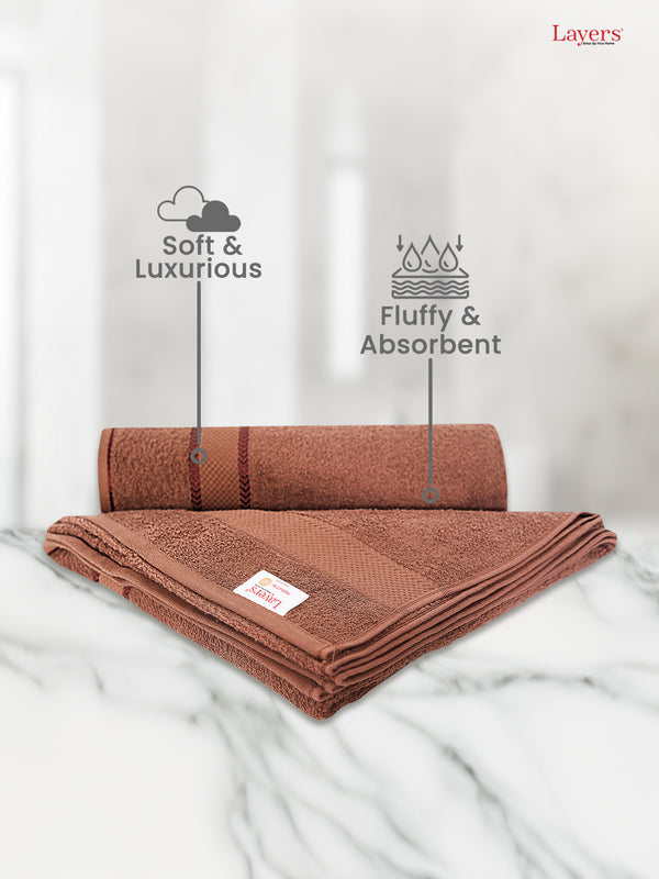 100% Cotton 380 GSM Bath Towel - Pack of 1 (Brown), Everfresh Collection