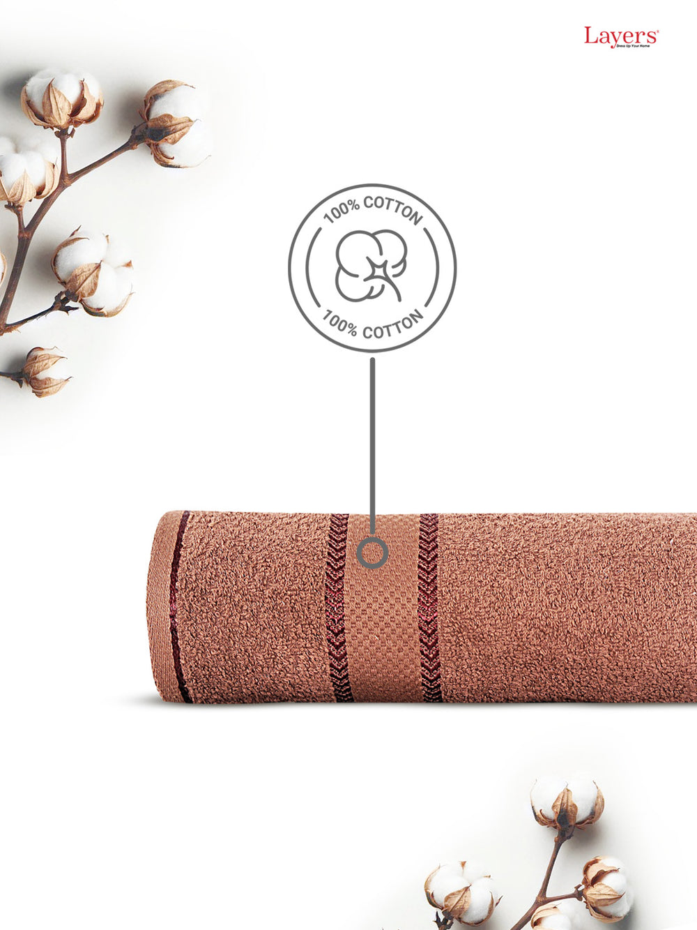 100% Cotton 380 GSM Bath Towel - Pack of 1 (Brown), Everfresh Collection