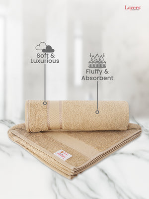 100% Cotton 380 GSM Bath Towel - Pack of 2 (Cream), Everfresh Collection