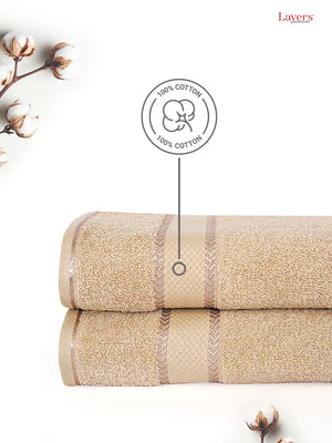 100% Cotton 380 GSM Bath Towel - Pack of 2 (Cream), Everfresh Collection