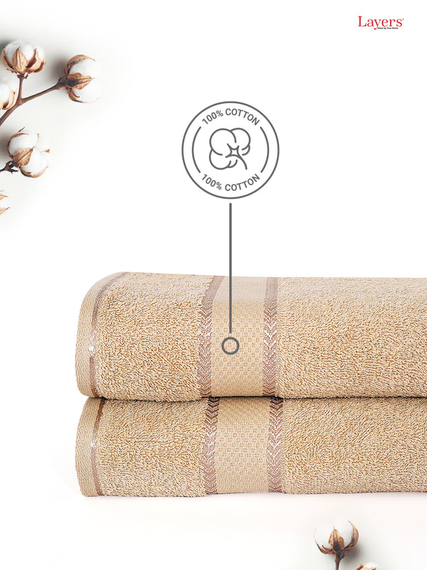 100% Cotton 380 GSM Bath Towel - Pack of 2 (Cream), Everfresh Collection