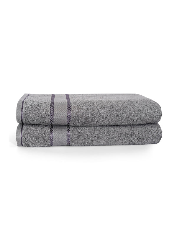 100% Cotton 380 GSM Bath Towel - Pack of 2 (Grey), Everfresh Collection