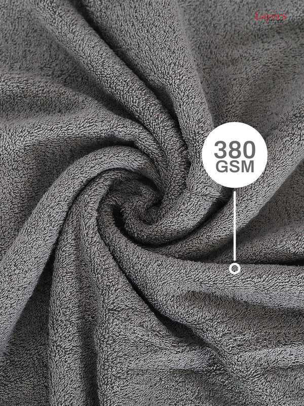 100% Cotton 380 GSM Bath Towel - Pack of 2 (Grey), Everfresh Collection