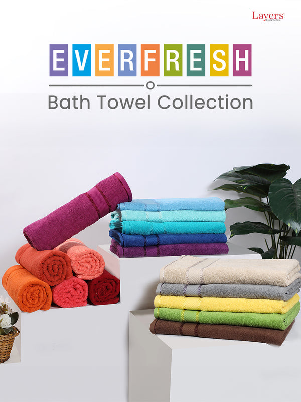 100% Cotton 380 GSM Bath Towel - Pack of 2 (Grey), Everfresh Collection