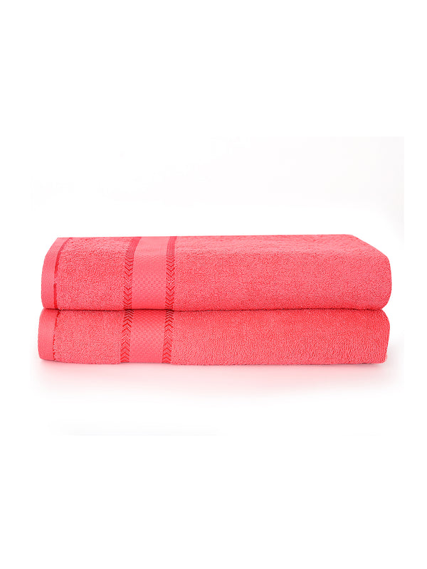 100% Cotton 380 GSM Bath Towel - Pack of 2 (Pink), Everfresh Collection