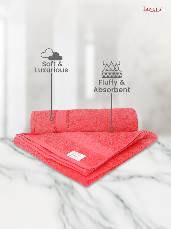 100% Cotton 380 GSM Bath Towel - Pack of 2 (Pink), Everfresh Collection
