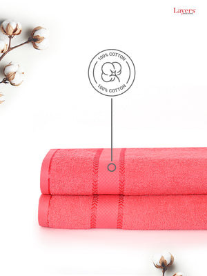 100% Cotton 380 GSM Bath Towel - Pack of 2 (Pink), Everfresh Collection