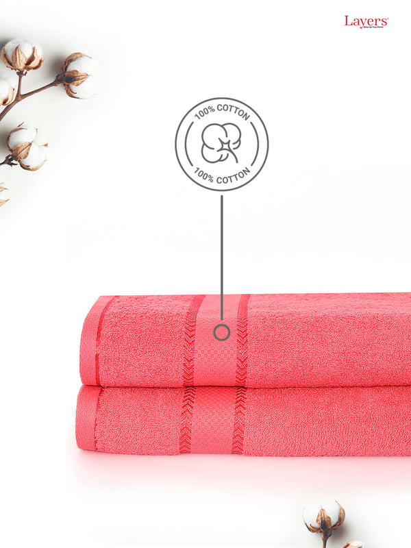 100% Cotton 380 GSM Bath Towel - Pack of 2 (Pink), Everfresh Collection