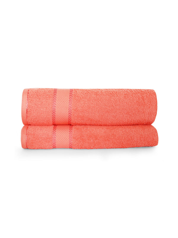 100% Cotton 380 GSM Bath Towel - Pack of 2 (Orange), Everfresh Collection