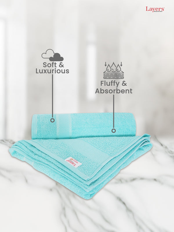 100% Cotton 380 GSM Bath Towel - Pack of 2 (Aqua Blue), Everfresh Collection