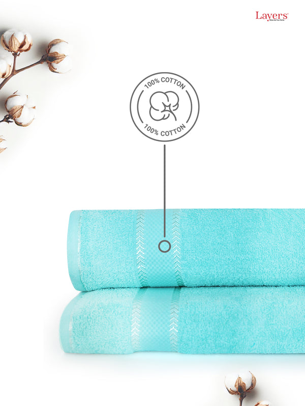 100% Cotton 380 GSM Bath Towel - Pack of 2 (Aqua Blue), Everfresh Collection