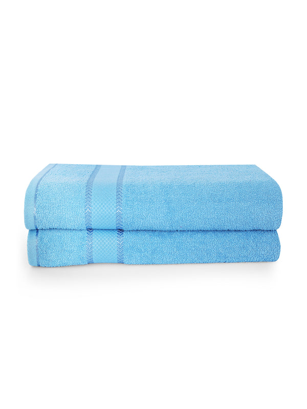 100% Cotton 380 GSM Bath Towel - Pack of 2 (Blue), Everfresh Collection