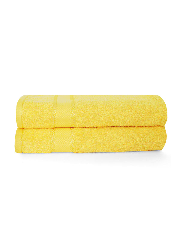 100% Cotton 380 GSM Bath Towel - Pack of 2 (Yellow), Everfresh Collection