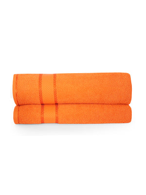 100% Cotton 380 GSM Bath Towel - Pack of 2 (Orange), Everfresh Collection
