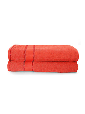 100% Cotton 380 GSM Bath Towel - Pack of 2 (Red), Everfresh Collection