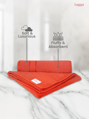 100% Cotton 380 GSM Bath Towel - Pack of 2 (Red), Everfresh Collection