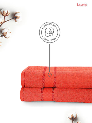 100% Cotton 380 GSM Bath Towel - Pack of 2 (Red), Everfresh Collection