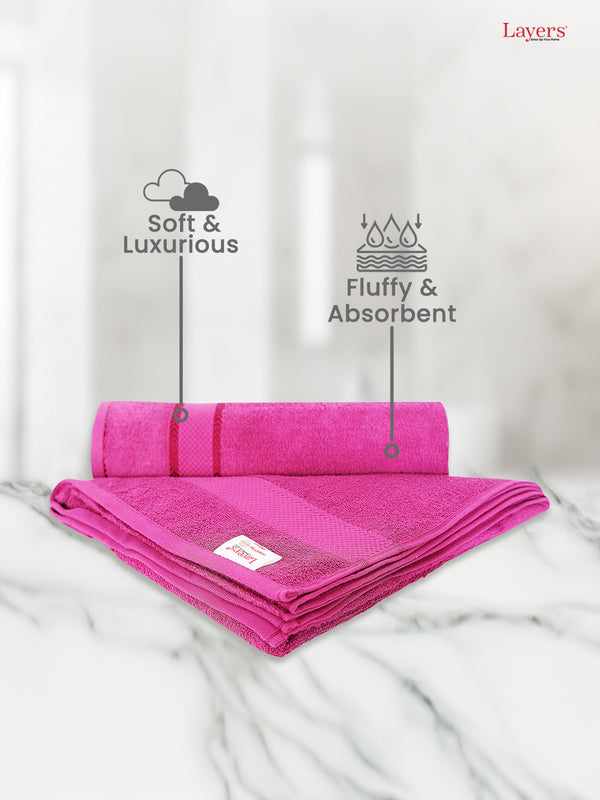 100% Cotton 380 GSM Bath Towel - Pack of 2 (Pink), Everfresh Collection