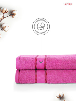 100% Cotton 380 GSM Bath Towel - Pack of 2 (Pink), Everfresh Collection