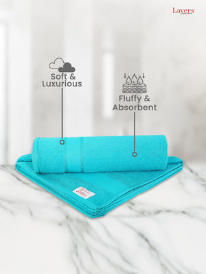 100% Cotton 380 GSM Bath Towel - Pack of 2 (Light Blue), Everfresh Collection