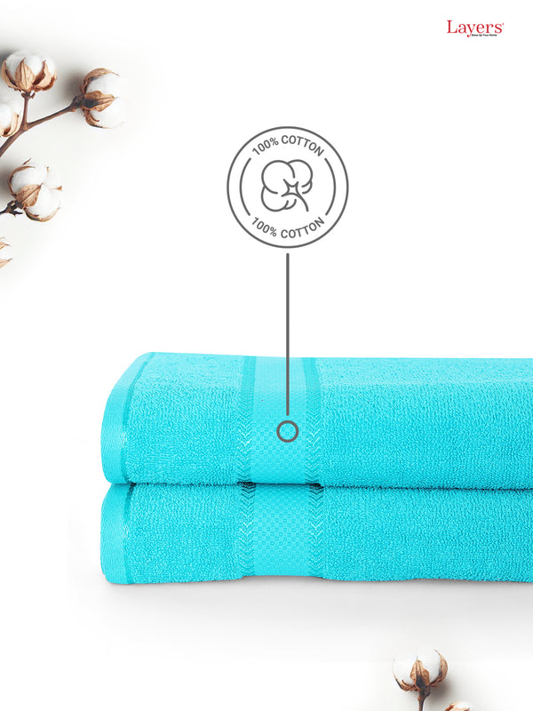 100% Cotton 380 GSM Bath Towel - Pack of 2 (Light Blue), Everfresh Collection