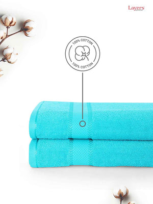 100% Cotton Bath Towel, 380 GSM, Pack of 2, Everfresh Collection
