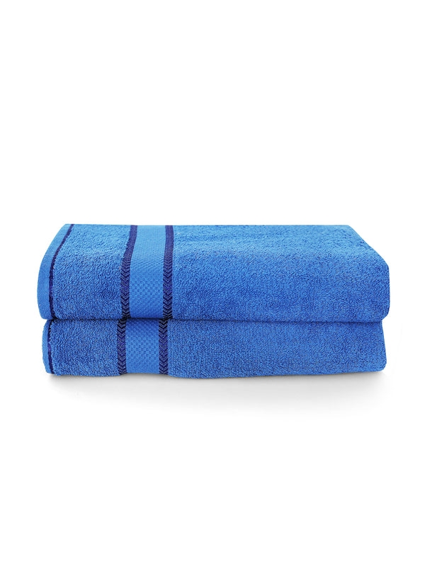 100% Cotton 380 GSM Bath Towel - Pack of 2 (Dark Blue), Everfresh Collection