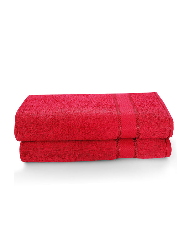 100% Cotton 380 GSM Bath Towel - Pack of 2 (Maroon), Everfresh Collection