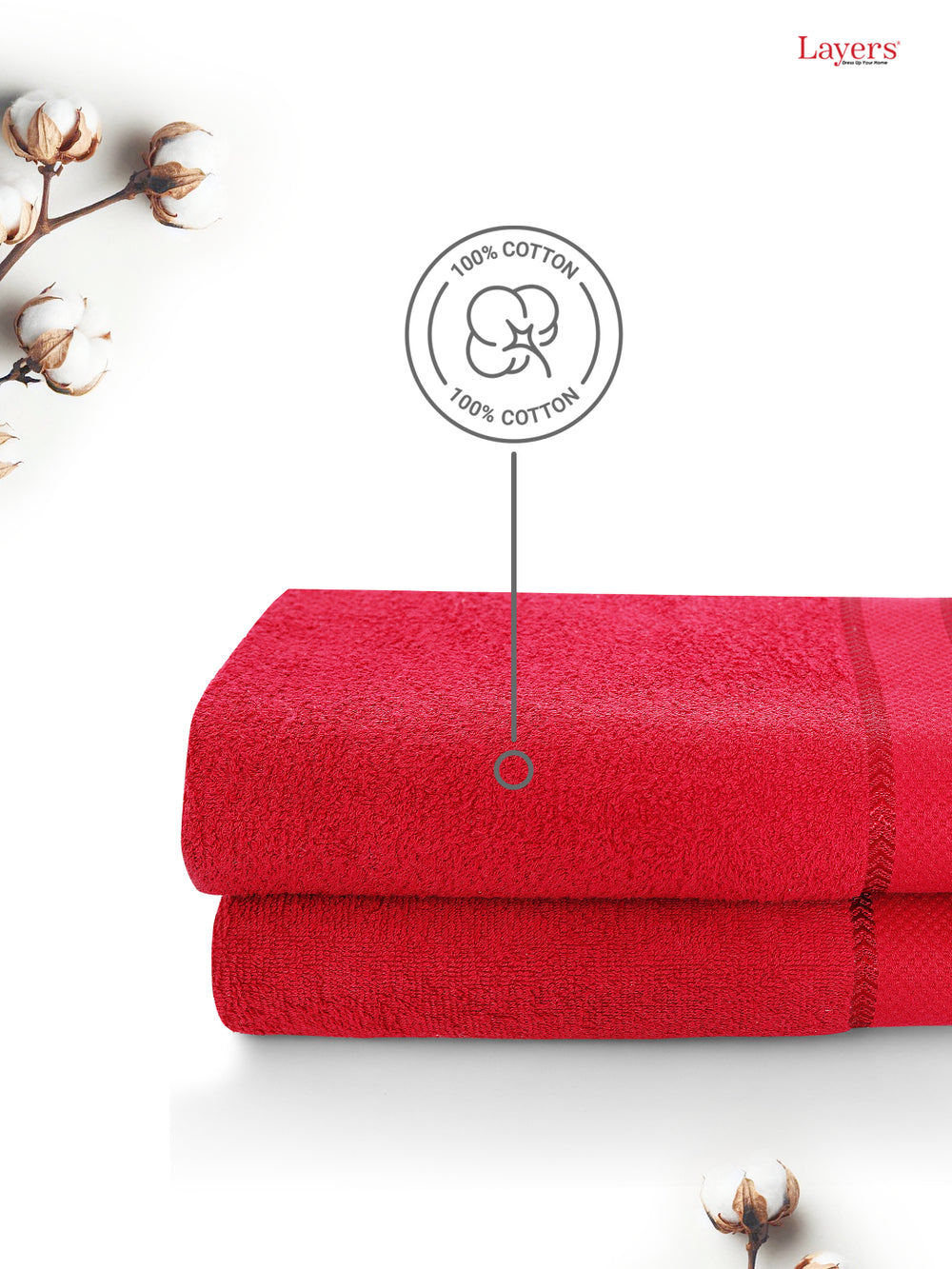 100% Cotton 380 GSM Bath Towel - Pack of 2 (Maroon), Everfresh Collection