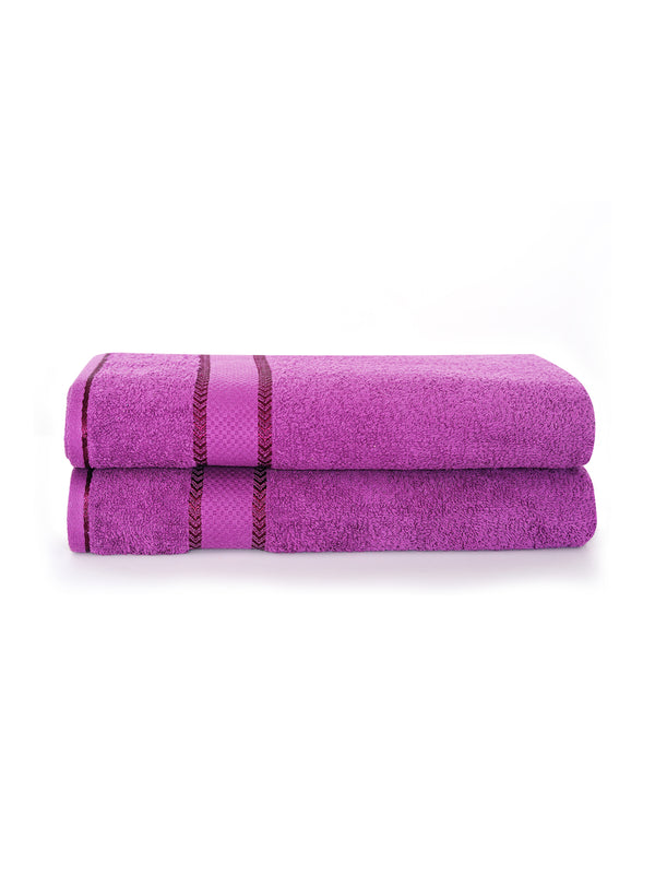 100% Cotton 380 GSM Bath Towel - Pack of 2 (Purple), Everfresh Collection