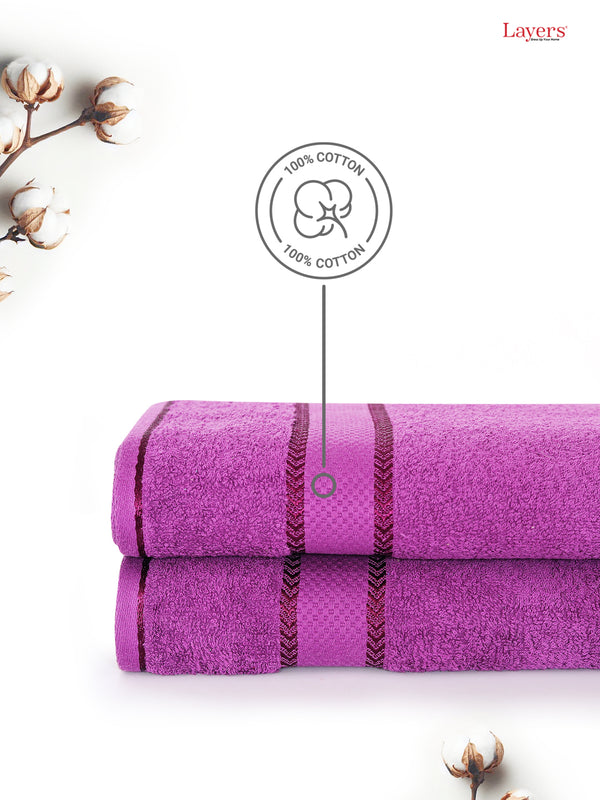 100% Cotton 380 GSM Bath Towel - Pack of 2 (Purple), Everfresh Collection
