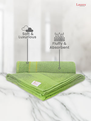 100% Cotton 380 GSM Bath Towel - Pack of 2 (Green), Everfresh Collection