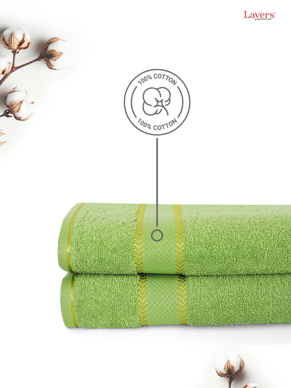 100% Cotton 380 GSM Bath Towel - Pack of 2 (Green), Everfresh Collection
