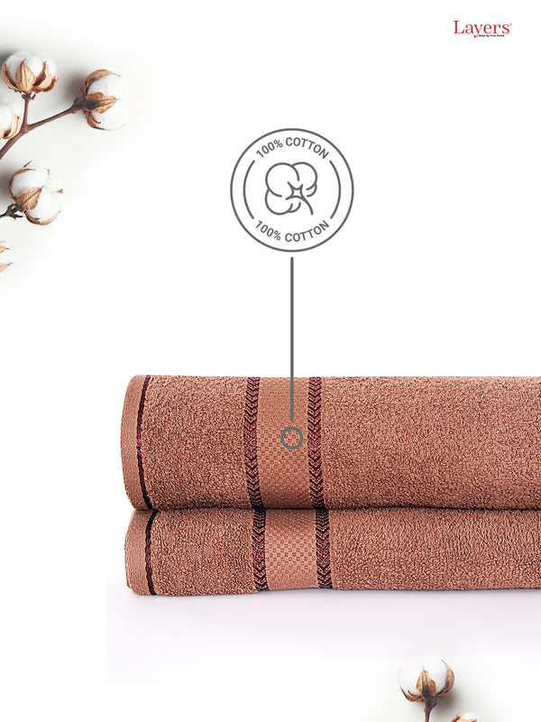 100% Cotton 380 GSM Bath Towel - Pack of 2 (Brown), Everfresh Collection
