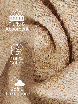 100% Cotton Face Towels, 380 GSM, Pack of 12, Everfresh Collection