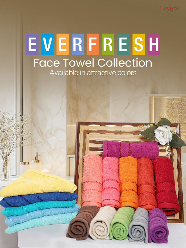 100% Cotton Face Towels, 380 GSM, Pack of 12, Everfresh Collection