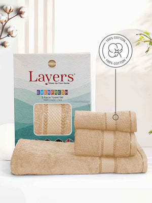100% Cotton Towel Combo, 380 GSM, Everfresh Collection (1 Bath Towel, 1 Hand Towel, 1 Face Towel)
