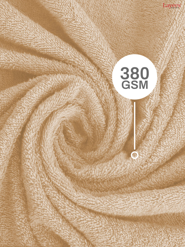 100% Cotton Towel Combo, 380 GSM Cream, Everfresh (1 Bath Towel, 1 Hand Towel & 1 Face Towel)