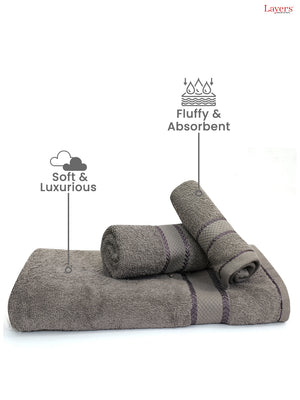 100% Cotton Towel Combo, 380 GSM, Everfresh Collection (1 Bath Towel, 1 Hand Towel, 1 Face Towel)
