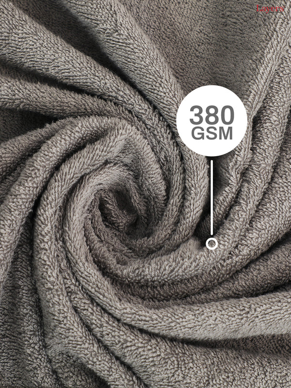 100% Cotton Towel Combo, 380 GSM Grey, Everfresh (1 Bath Towel, 1 Hand Towel & 1 Face Towel)