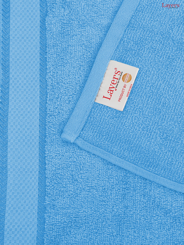 100% Cotton Towel Combo, 380 GSM Blue, Everfresh (1 Bath Towel, 1 Hand Towel & 1 Face Towel)