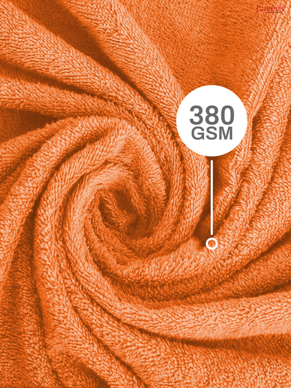 100% Cotton Towel Combo, 380 GSM Orange, Everfresh (1 Bath Towel, 1 Hand Towel & 1 Face Towel)