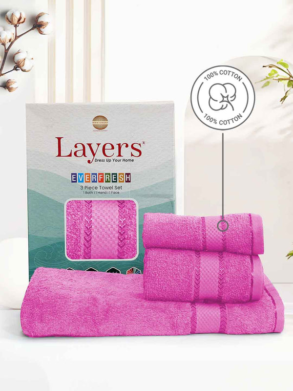 100% Cotton Towel Combo, 380 GSM, Everfresh Collection (1 Bath Towel, 1 Hand Towel, 1 Face Towel)