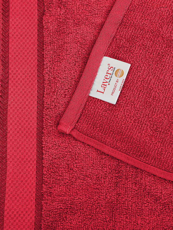 100% Cotton Towel Combo, 380 GSM Red, Everfresh (1 Bath Towel, 1 Hand Towel & 1 Face Towel)