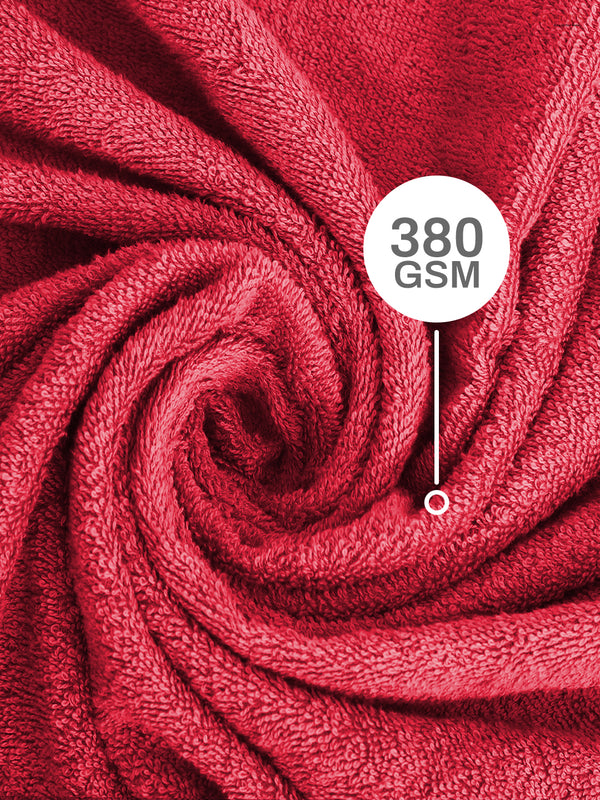 100% Cotton Towel Combo, 380 GSM Red, Everfresh (1 Bath Towel, 1 Hand Towel & 1 Face Towel)